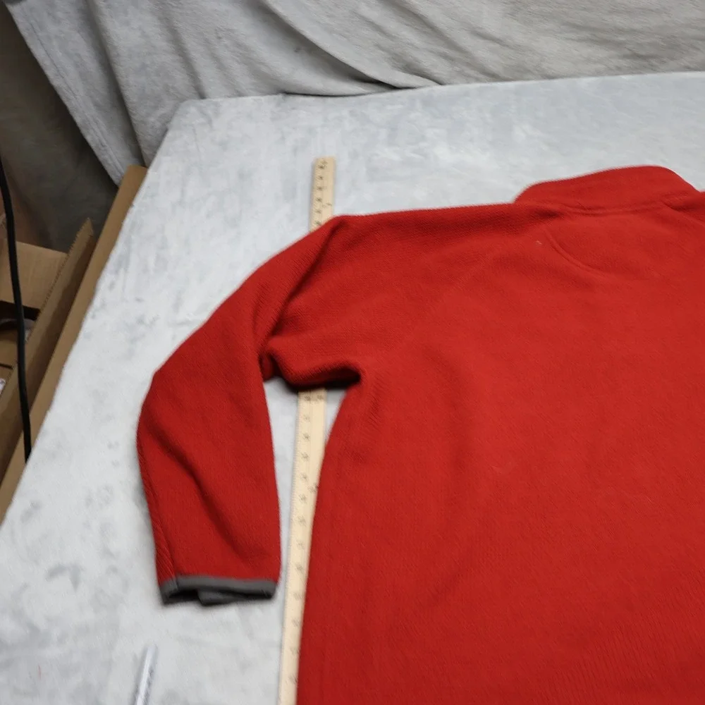 North Face Sweatshirt Mens XL Red 1/4 Zip Waffle Fleece Pullover Outdoor Hiking